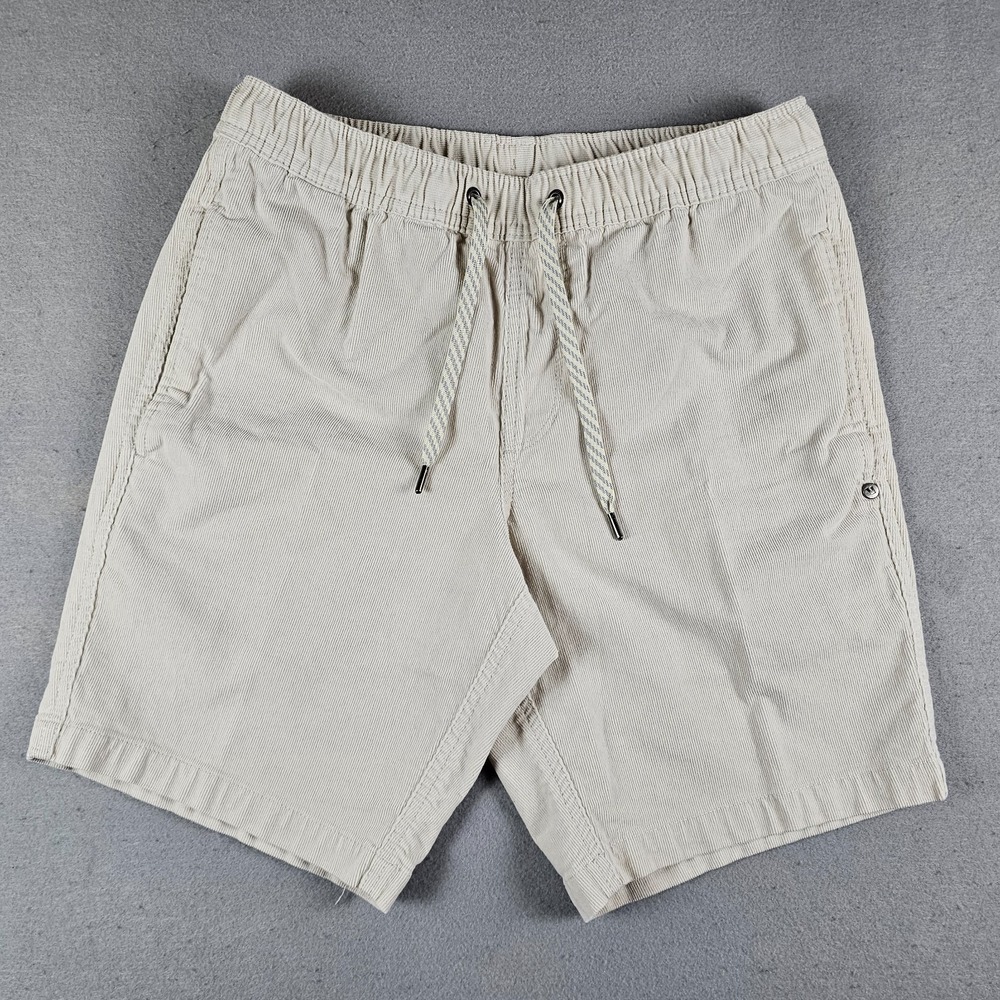 Vuori Optimist Shorts Mens Small Ivory White Corduroy 8" Inseam Stretch 80s V385